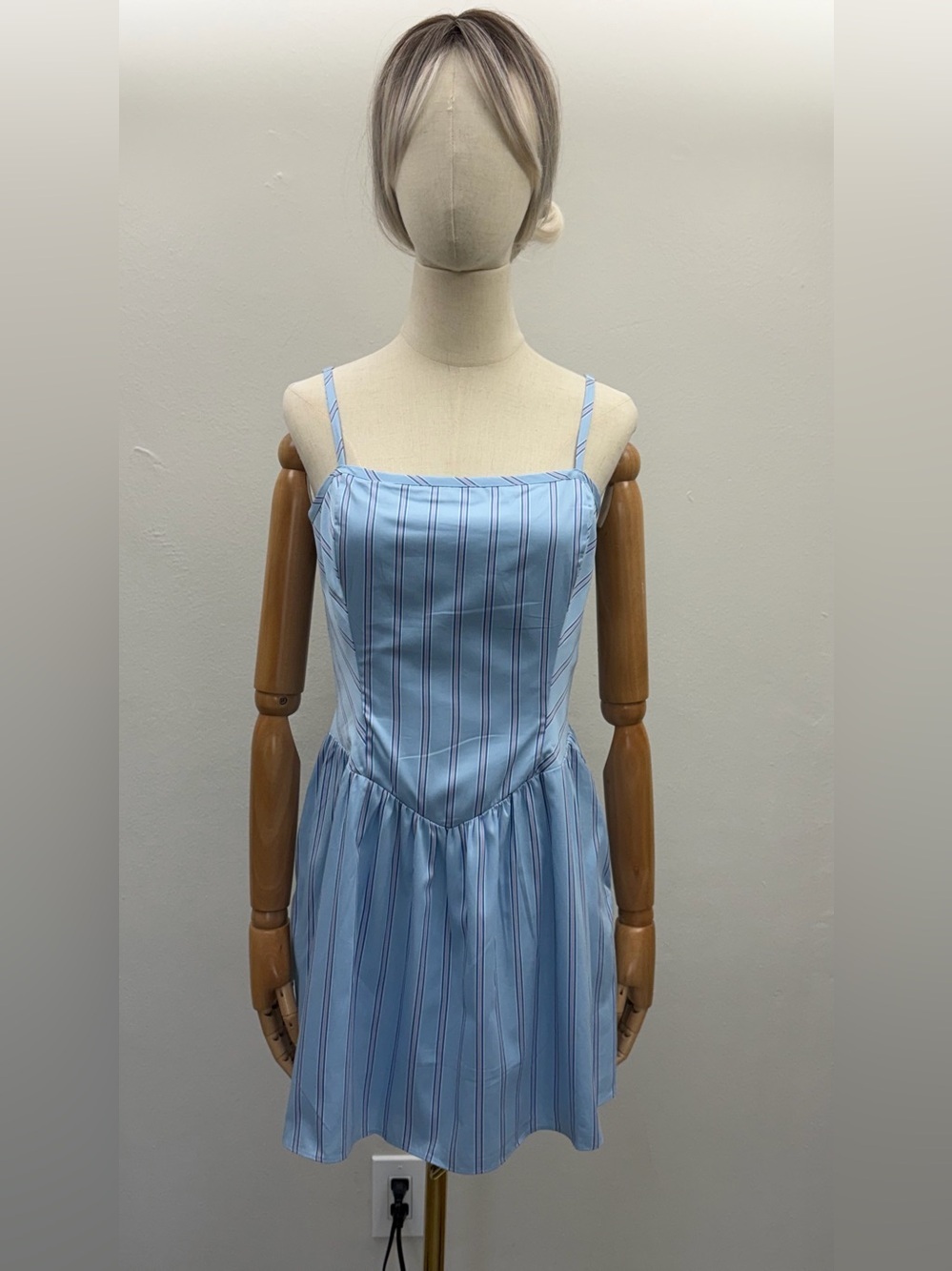 NWT French Connection Alexis Lorenzo Ballerina Dress Blue Stripe Cotton Size M